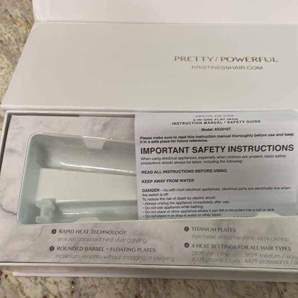 EUC Kristin Ess White Flat Iron, 3-in-one, only used a few times, 1.25” - Picture 11 of 12